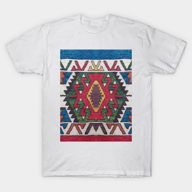 Turkish Kilim Textured Pattern T-Shirt by justrachna